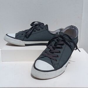 Harley-Davidson Grey and White Canvas Sneakers Size 8.5